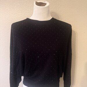 Express Women's Lightweight Black Sweater Embellished w/Small Crystals Size S